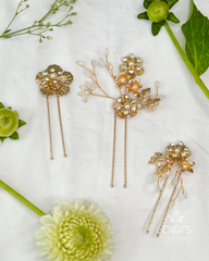 Golden Flower Hair Pin (Set of 3)