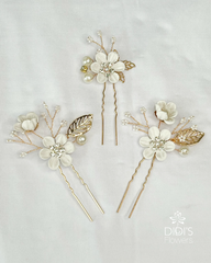 Golden Flower Hair Pin (Set of 3)