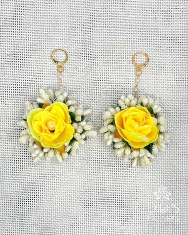 Yellow and White Floral Earrings