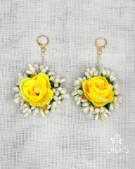 Yellow and White Floral Earrings