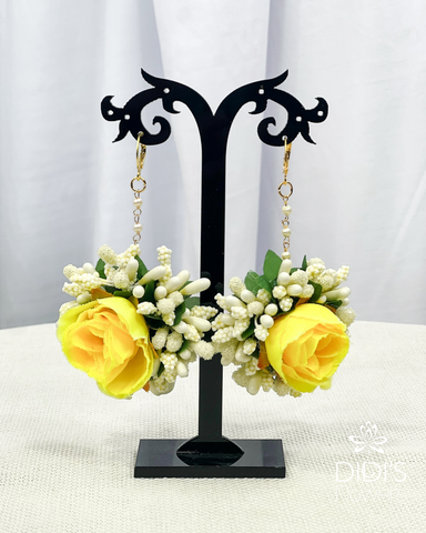 Yellow and White Floral Earrings