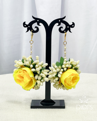 Yellow and White Floral Earrings