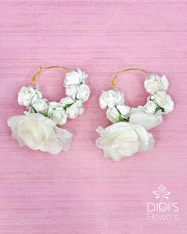 White Floral Earrings