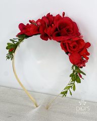 Red and White Floral Headband