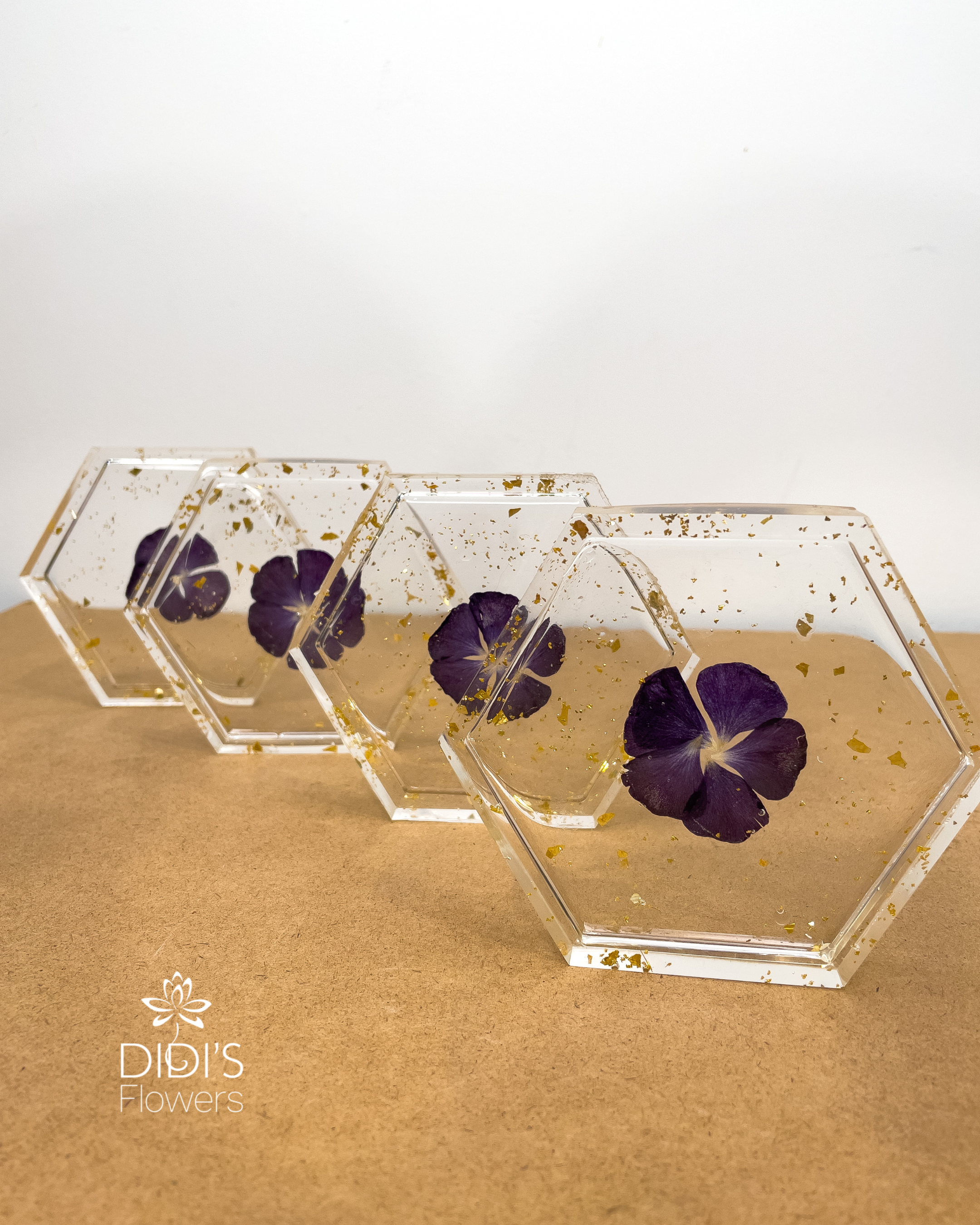 Flower Resin Coaster - Hexagon