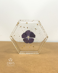 Flower Resin Coaster - Hexagon