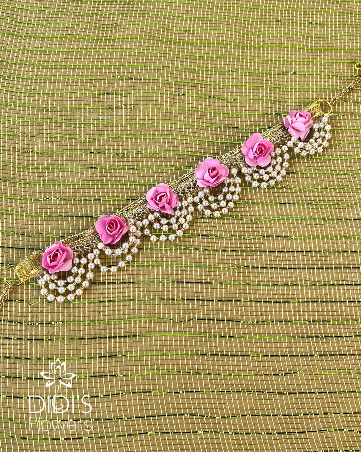 Pink Floral Set - Necklace and Earrings