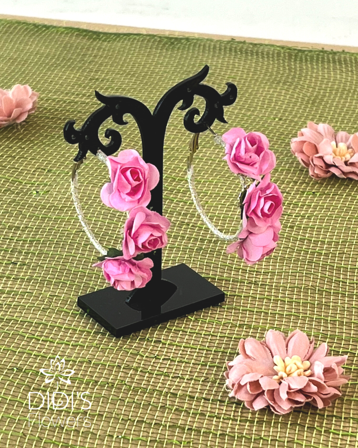 Pink Floral Set - Necklace and Earrings