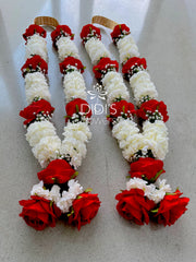 Rose, Carnation, and Baby's Breath Garland - Red and White