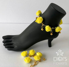 Floral Set - Tikka, Earrings, Hand Pieces & Anklets